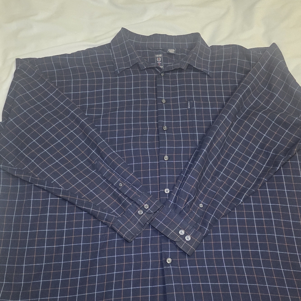 Izod Long Sleeve Button Down Indigo Prep Shirt- Men's Big & Tall Size 4XLT